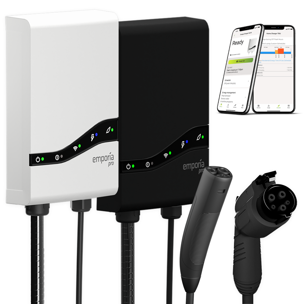 Emporia Pro Level 2 EV Charger (White, NACS, NEMA 14-50 Plug)
